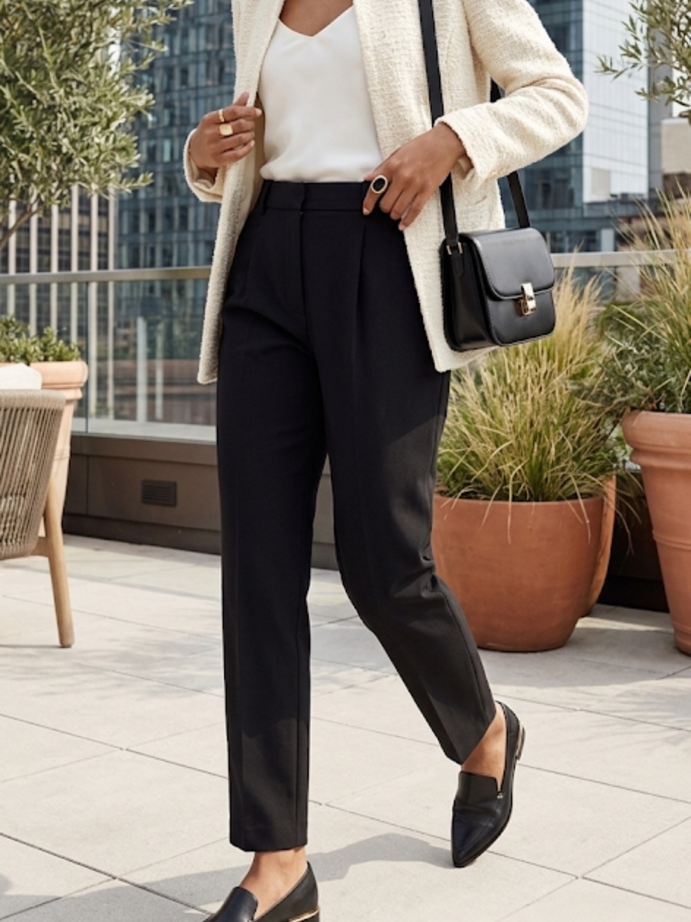 Babaton | Black Tailored Straight-Leg Trousers | 10